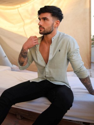 Blakely Berkane Linen Shirt Groen | DIKGP9782