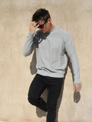 Blakely Huxley Knit Jumper Pale Concrete | LEONZ0425