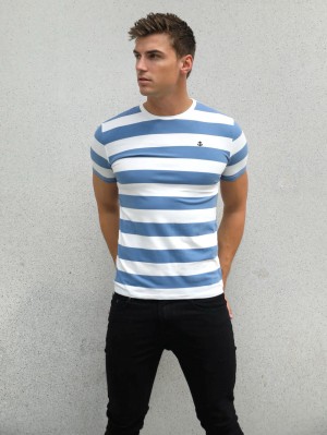 Blakely Loano Stripe T-Shirt Blauw | PJZMS6793
